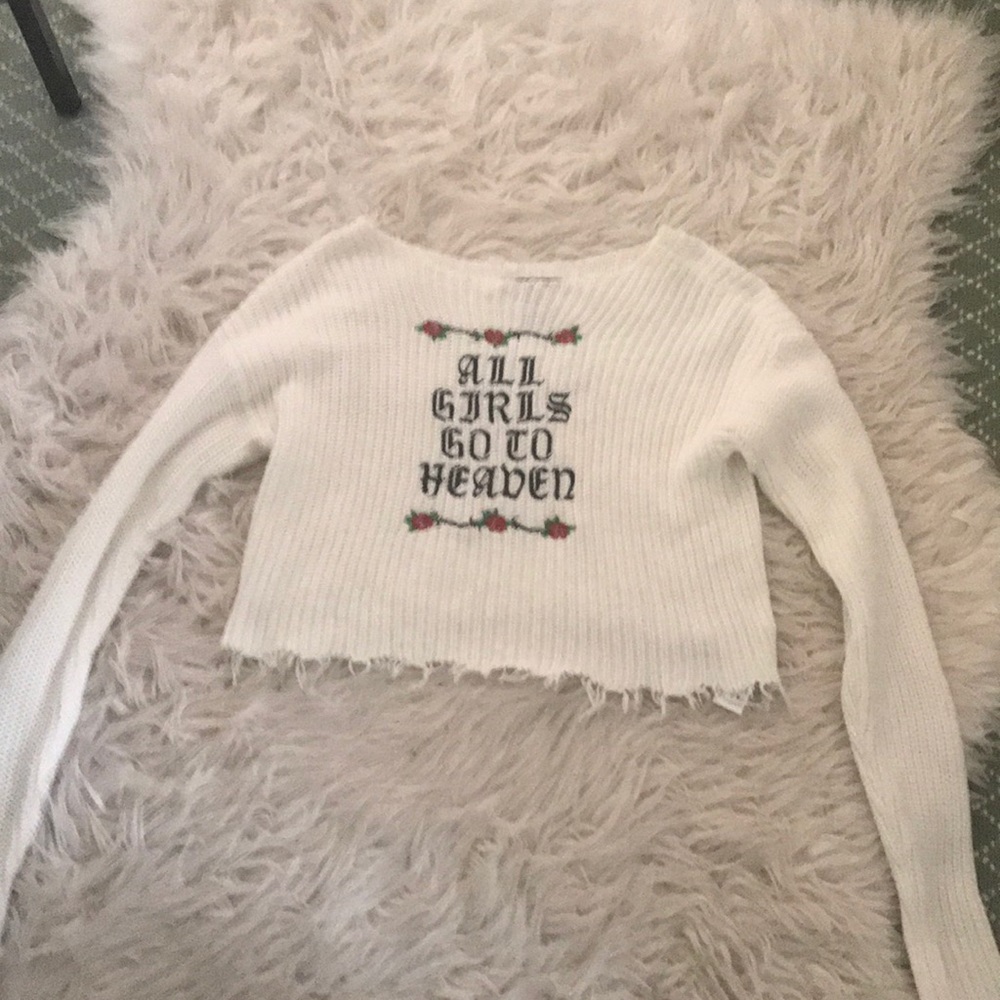 Cropped white sweater